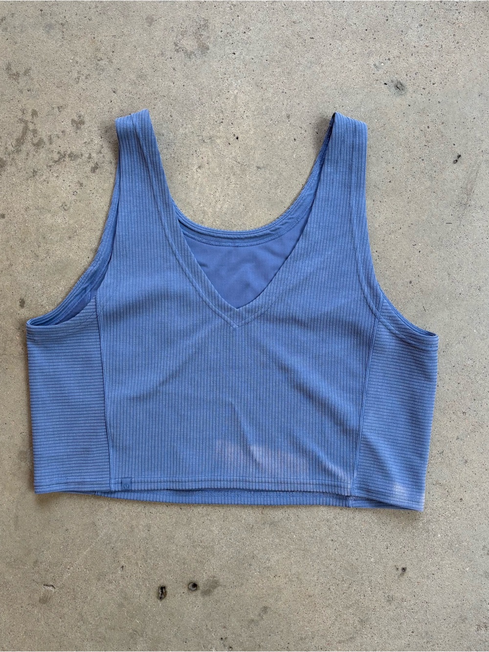 Lululemon Cropped Ribbed Tank Top Blue Women's Size 14 V-Neck